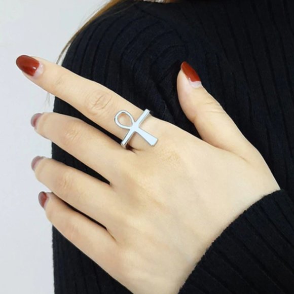 Ankh Egyptian Cross Ring - Picture 2 of 2